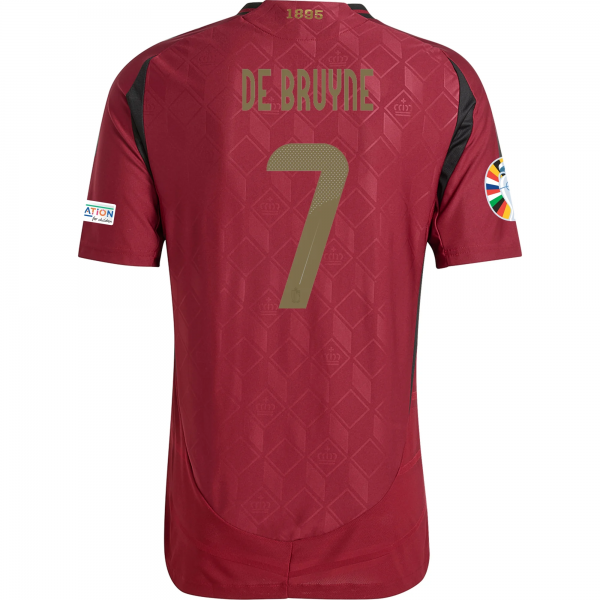 adidas Belgium Kevin De Bruyne Home Jersey w/ Euro 2024 Patches 24/25 (Burgundy)