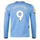 Puma Manchester City Erling Haaland Home Long Sleeve Jersey w/ EPL + No Room For Racism Patch 24/25 (Team Light/Marine Blue)