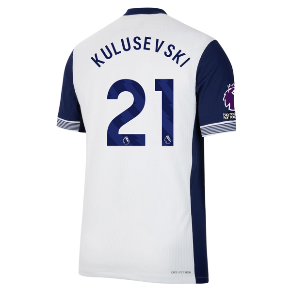 Nike Tottenham Dejan Kulusevski Home Jersey w/ EPL + No Room For Racism Patches 24/25 (White/Binary Blue)