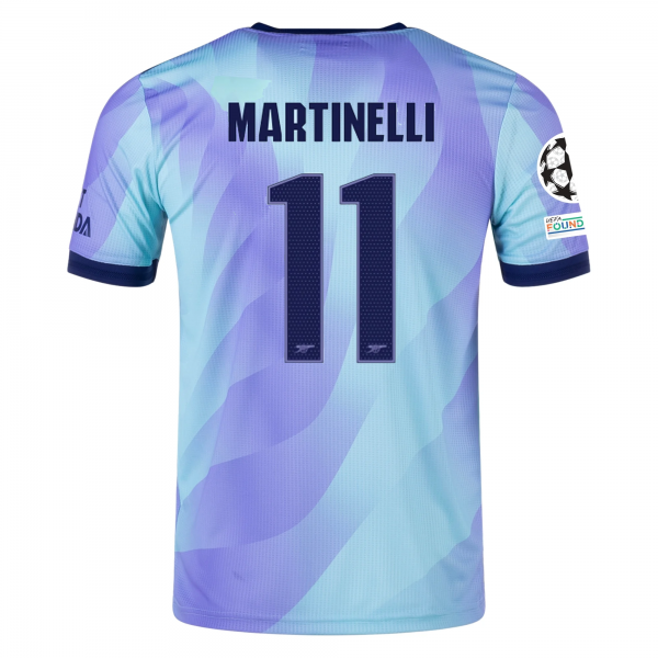 adidas Arsenal Gabriel Martinelli Third Jersey w/ Champions League Patches 24/25 (Clear Aqua/Light Flash Purple)