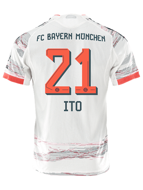 adidas Ito Authentic Away Jersey 25/26 w/ Sponsor + Meister Bundesliga Patch (White/Red)
