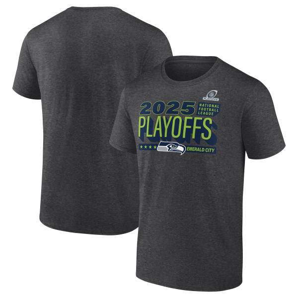 Men's Seattle Seahawks  Charcoal 2025 NFL Playoffs Ready T-Shirt