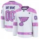 Men's St. Louis Blues Fanatics White 2024 Hockey Fights Cancer Custom Practice Jersey