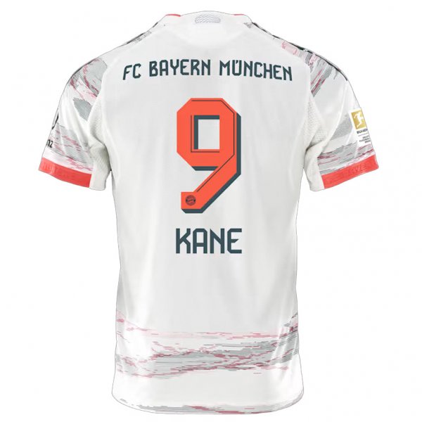 adidas Harry Kane Bayern Munich Away Jersey 25/26 w/ Sponsor + Meister Bundesliga Patch (White/Red)