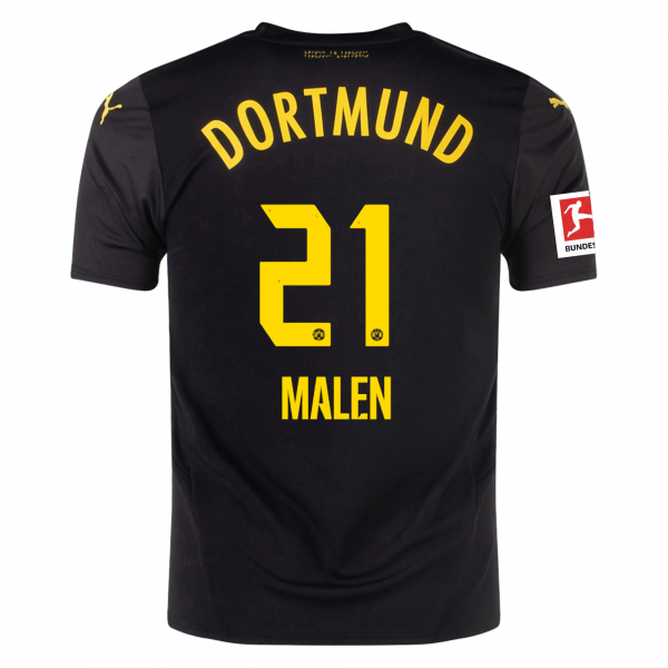 Puma Borussia Dortmund Donyell Malen Away Jersey w/ Bundesliga Patch 24/25 (Puma Black/Faster Yellow)