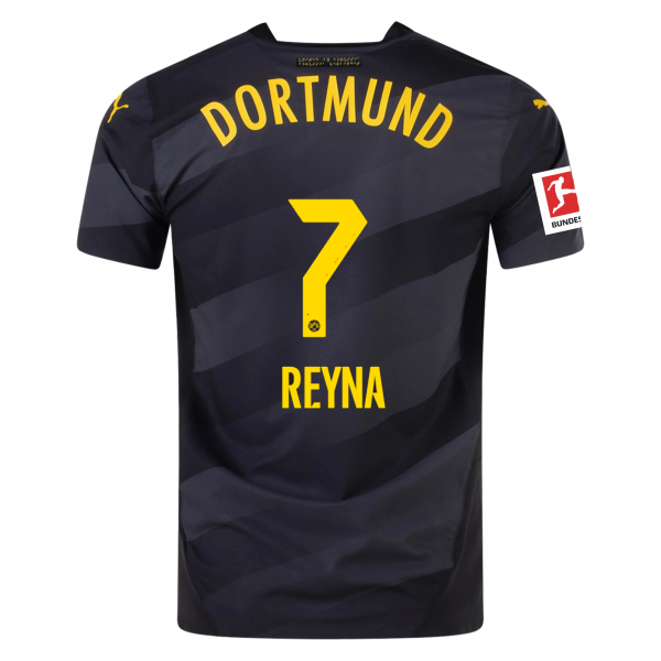 Puma Borussia Dortmund Authentic Gio Reyna Away Jersey w/ Bundesliga Patch 24/25 (Puma Black/Faster Yellow)