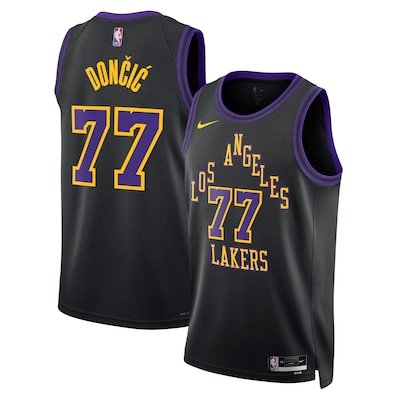 Youth Los Angeles Lakers #77 Luka Doncic Fanatics Black 2025/26 City Edition Fast Break Jersey