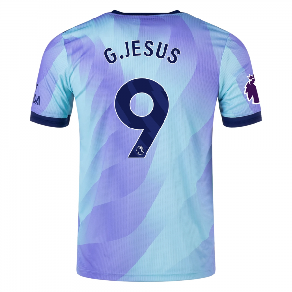 adidas Arsenal Gabriel Jesus Third Jersey w/ EPL Patch 24/25 (Clear Aqua/Light Flash Purple)