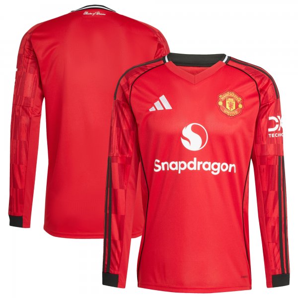 Manchester United adidas Home 2025/26 Replica Long Sleeve Jersey - Red