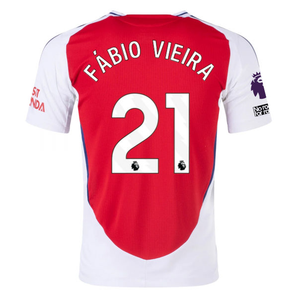 adidas Arsenal Fábio Vieira Home Jersey w/ EPL + No Room For Racism Patches 24/25 (Better Scarlet/White)
