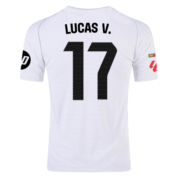adidas Lucas V. Real Madrid Home Jersey w/ La Liga Patches 24/25 (White/Black)