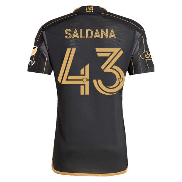 adidas Adam Salda?a LAFC Home 2025 Jersey w/ MLS + Apple TV + Ford Patches (Black/Gold)