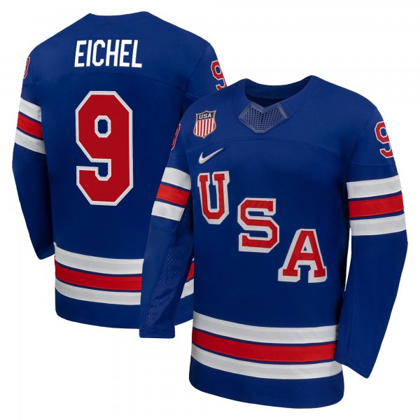 Men's USA Hockey Jack Eichel Nike Royal 2026 Home Replica Jersey