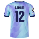 adidas Arsenal Jurrien Timber Third Jersey w/ Champions League Patches 24/25 (Clear Aqua/Light Flash Purple)