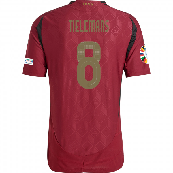 adidas Belgium Youri Tielemans Home Jersey w/ Euro 2024 Patches 24/25 (Burgundy)