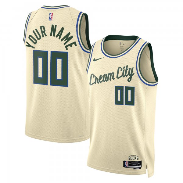 Men's Unisex Milwaukee Bucks Nike Cream 2025/26 City Edition Swingman Custom Jersey