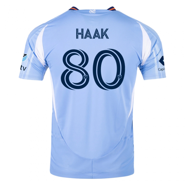 adidas Justin Haak New York City FC Home Jersey 25/26 w/ MLS Patches (Bahia Light Blue)