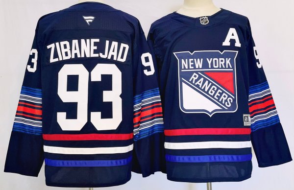 Men's #93 Mika Zibanejad New York Rangers Dark Blue City Edition Jersey