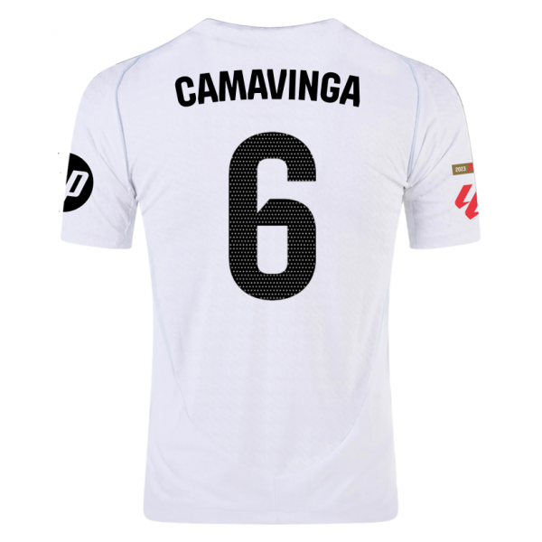 adidas Camavinga Real Madrid Home Jersey w/ La Liga Patches 24/25 (White/Black)