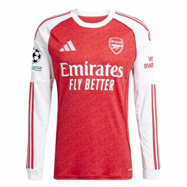 adidas Arsenal Long Sleeve Home Jersey w/ Champions League Patches 25/26 (Better Scarlet/White)