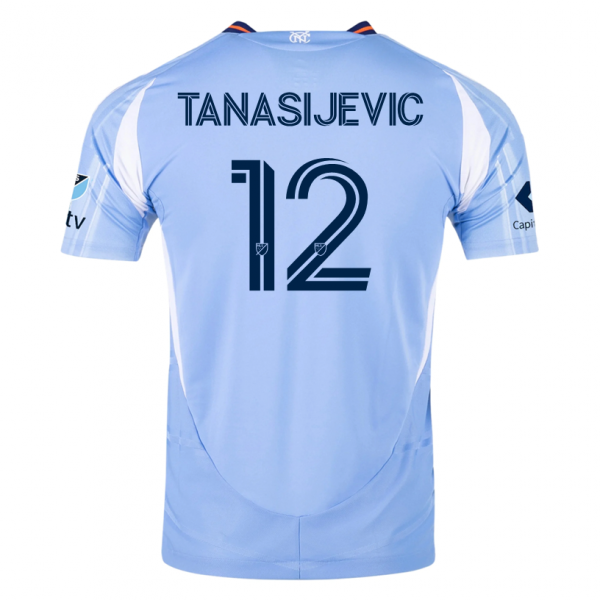 adidas Strahinja Tanasijević New York City FC Home Jersey 25/26 w/ MLS Patches (Bahia Light Blue)