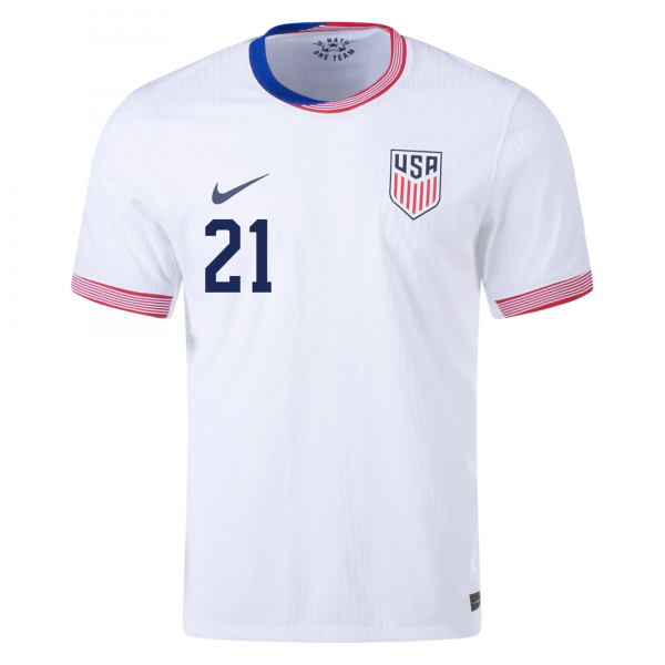 Nike Mens United States Timothy Weah Match Home Jersey 24/25 (White/Obsidian)