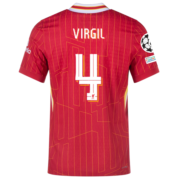 Nike Liverpool Match Virgil van Dijk Home Jersey w/ Champions League Patches 24/25 (Gym Red/Chrome Yellow)