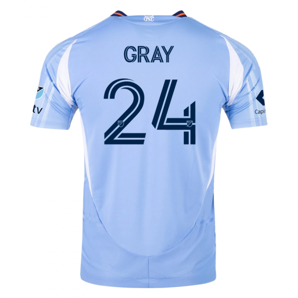 adidas Tayvon Gray New York City FC Home Jersey 25/26 w/ MLS Patches (Bahia Light Blue)