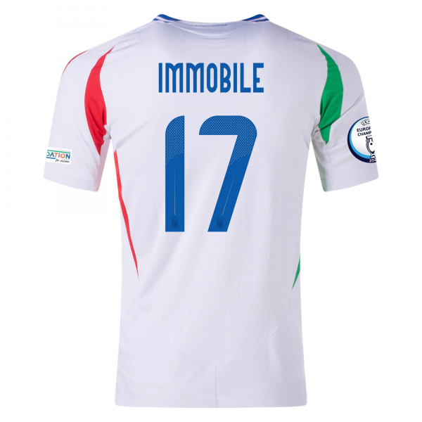 adidas Italy Ciro Immobile Away Jersey w/ Euro 2024 Patches 24/25 (White)