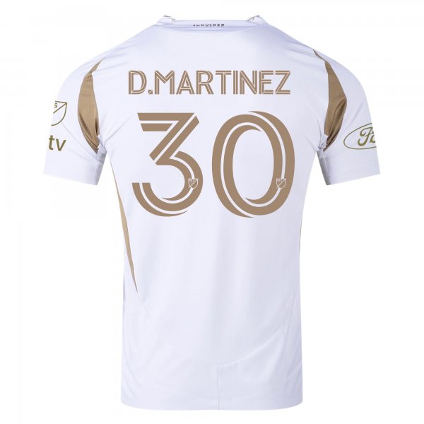 adidas David Martinez LAFC Away Jersey w/ MLS + Apple + Ford Logo 25/26 (White/Gold)