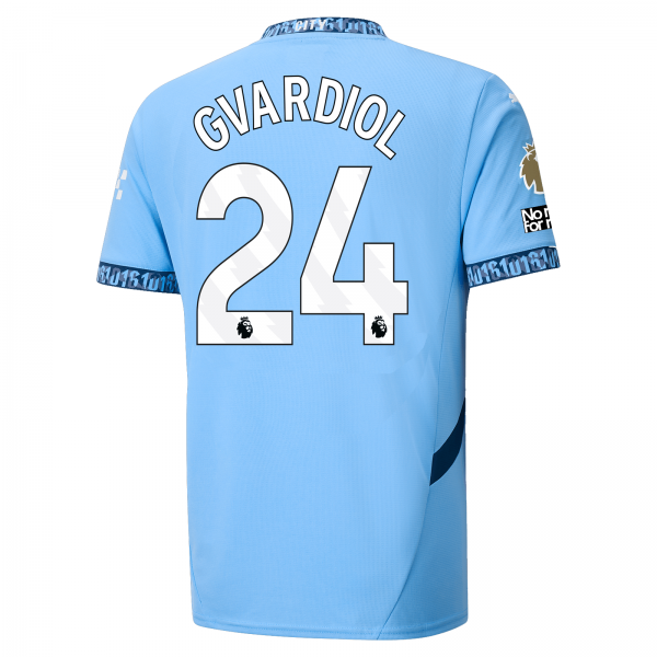 Puma Manchester City Joško Gvardiol Home Jersey w/ EPL + No Room For Racism Patch 24/25 (Team Light Blue/Marine Blue)