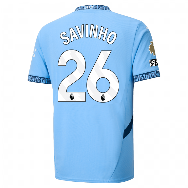 Puma Manchester City Savinho Home Jersey w/ EPL + No Room For Racism Patch 24/25 (Team Light Blue/Marine Blue)