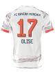adidas Olise Authentic Away Jersey 25/26 w/ Sponsor + Meister Bundesliga Patch (White/Red)