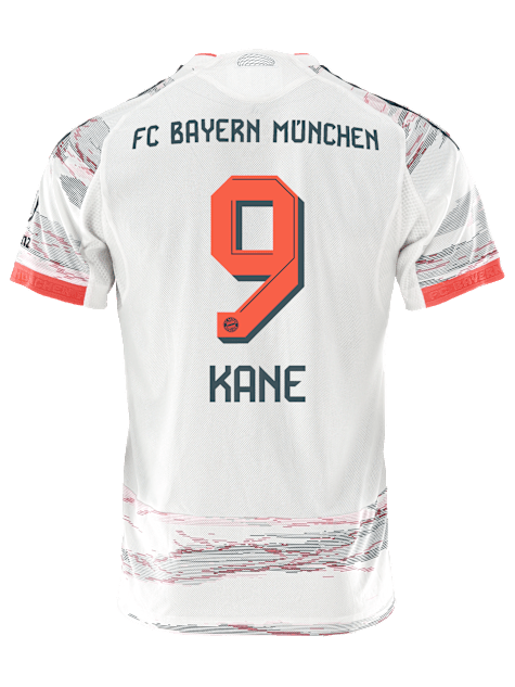adidas Kane Away Jersey 25/26 w/ Sponsor + Meister Bundesliga Patch (White/Red)