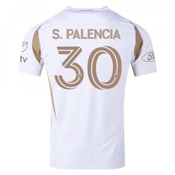 adidas Sergi Palencia LAFC Away Jersey w/ MLS + Apple + Ford Logo 25/26 (White/Gold)