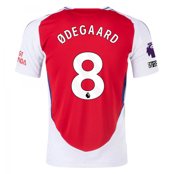 adidas Arsenal Martin Ødegaard Home Jersey w/ EPL + No Room For Racism Patches 24/25 (Better Scarlet/White)
