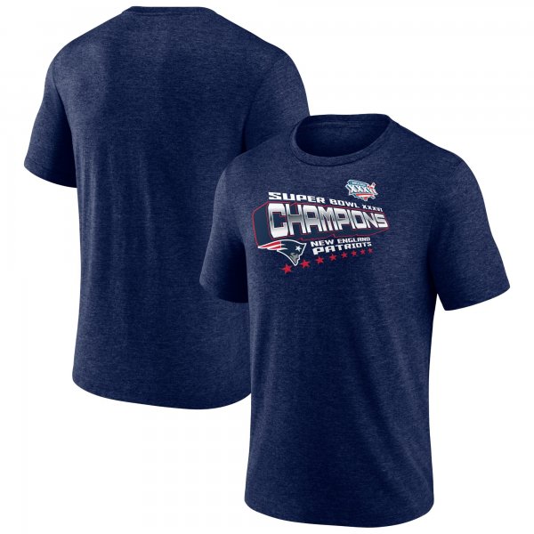 Men's New England Patriots Navy Hometown Old-Fashioned Super Bowl XXXVI Champions Tri-Blend T-Shirt