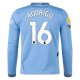 Puma Manchester City Rodrigo Home Long Sleeve Jersey w/ EPL + No Room For Racism Patch 24/25 (Team Light/Marine Blue)