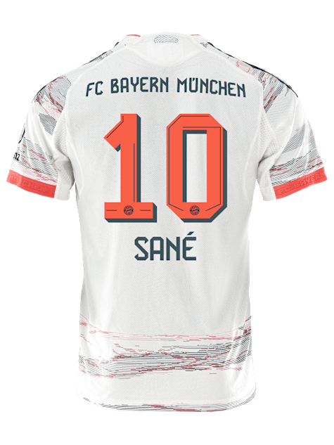 adidas Sane Away Jersey 25/26 w/ Sponsor + Meister Bundesliga Patch (White/Red)