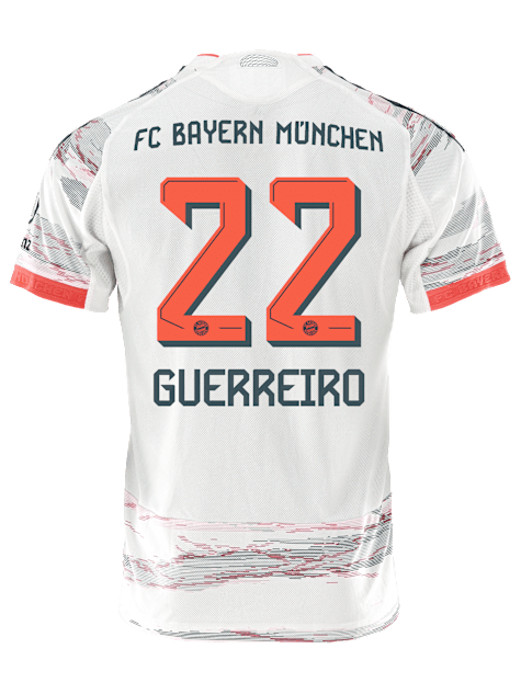 adidas Guerreiro Away Jersey 25/26 w/ Sponsor + Meister Bundesliga Patch (White/Red)