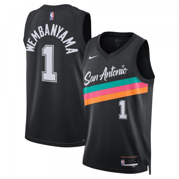 Men's Unisex San Antonio Spurs #1 Victor Wembanyama Nike Black 2025/26 Swingman City Edition Jersey