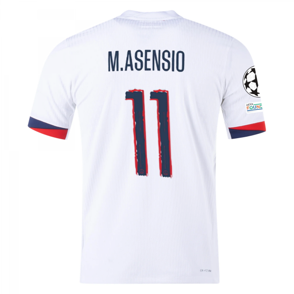 Nike Paris Saint-Germain Marco Asensio Away Jersey w/ Champions League Patches 24/25 (White/Midnight Navy)