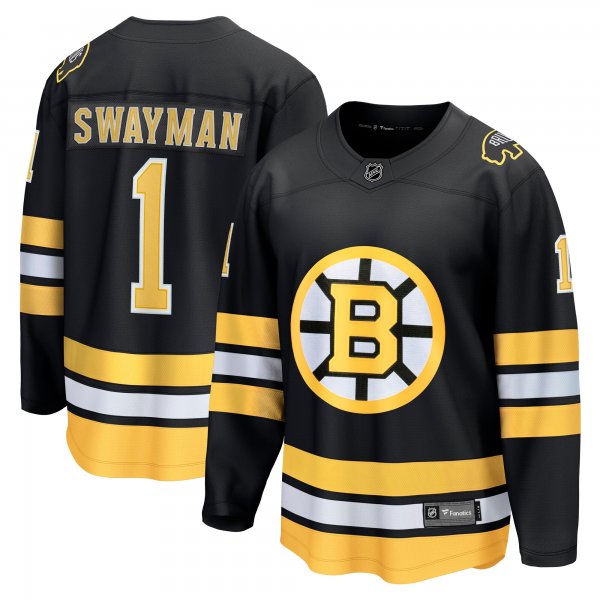 Men's Boston Bruins #1 Jeremy Swayman Black Home Breakaway Player Jersey