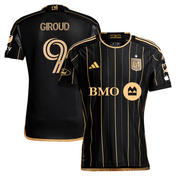 adidas LAFC Olivier Giroud Home Jersey w/ MLS + Apple TV + Ford Patches 24/25 (Black/Gold)