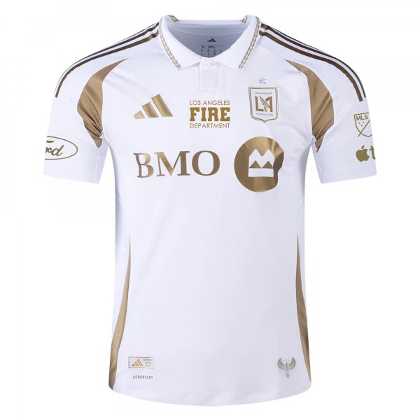 adidas LAFC Away Jersey w/ MLS + Apple + Ford & LAFD Logo 25/26 (White/Gold)