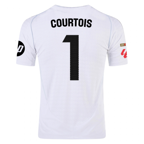 adidas Courtois Real Madrid Home Jersey w/ La Liga Patches 24/25 (White/Black)