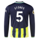 Puma Manchester City John Stones Long Sleeve Away Jersey w/ EPL + Club World Cup Patch 24/25 (New Navy/Yellow Glow)