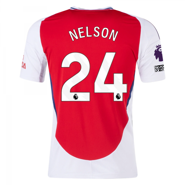 adidas Arsenal Reiss Nelson Home Jersey w/ EPL + No Room For Racism Patches 24/25 (Better Scarlet/White)