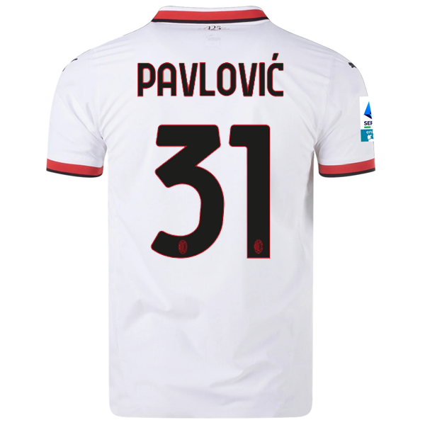 Puma AC Milan Strahinja Pavlović Away Jersey w/ Series A Patch 24/25 (Puma White)