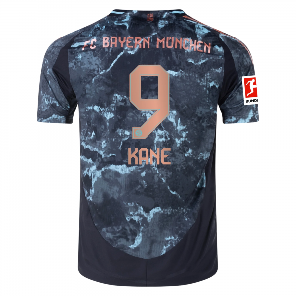 adidas Bayern Munich Harry Kane Away Jersey w/ Bundesliga Patch 24/25 (Black/Copper/Blue)